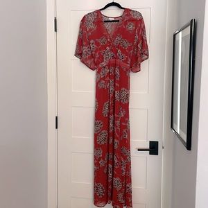 Maxi dress brick red floral pattern size L NWOT